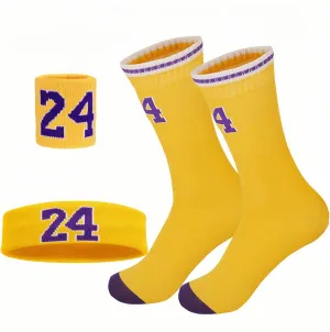 4 Pcs Basketball Accessories Socks for Boys and Girls-Basketball Sweatbands Wristbands Kit-Sport Socks for Kids 6-14