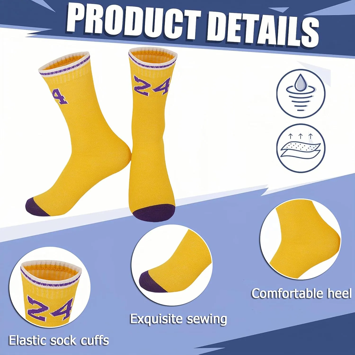 4 Pcs Basketball Accessories Socks for Boys and Girls-Basketball Sweatbands Wristbands Kit-Sport Socks for Kids 6-14