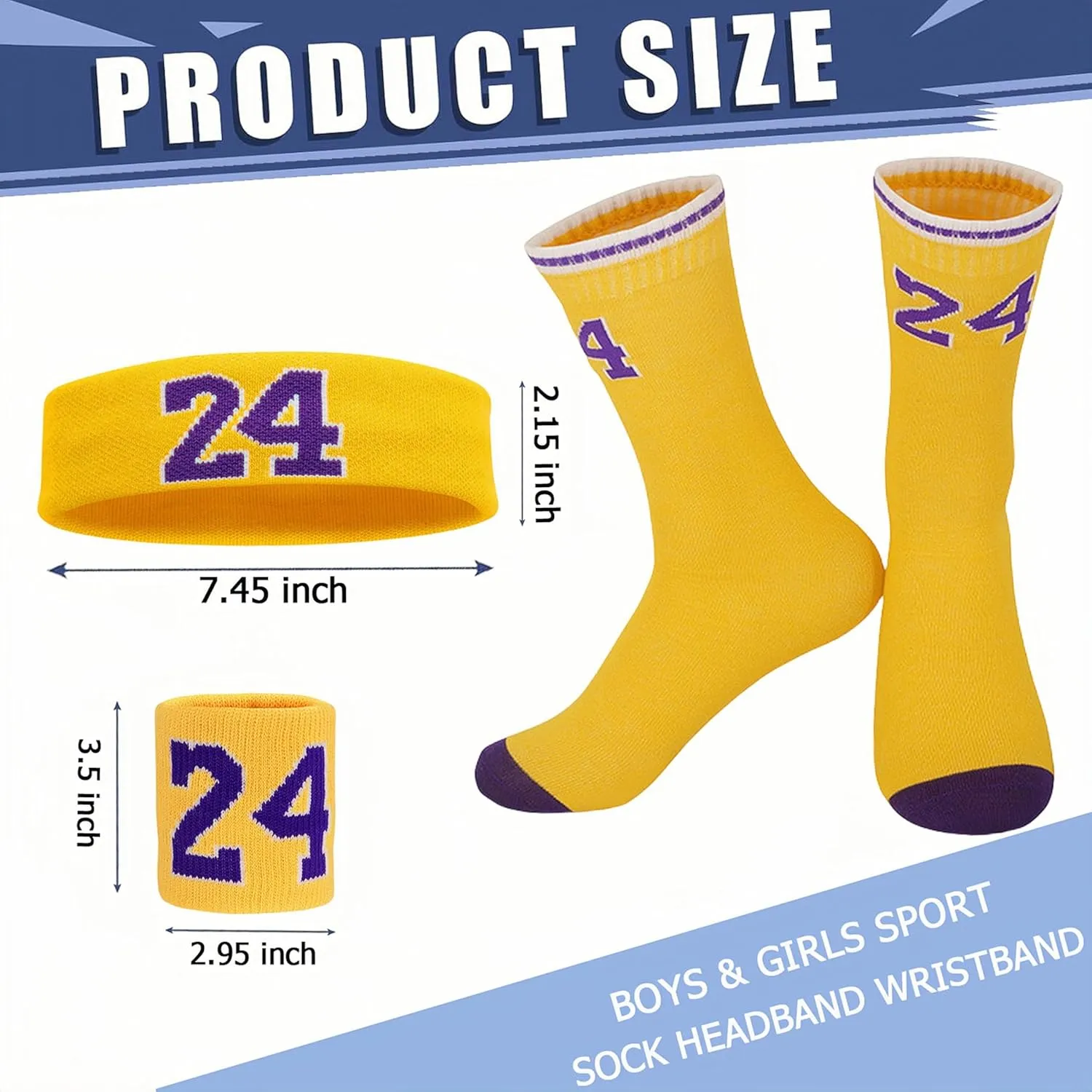 4 Pcs Basketball Accessories Socks for Boys and Girls-Basketball Sweatbands Wristbands Kit-Sport Socks for Kids 6-14
