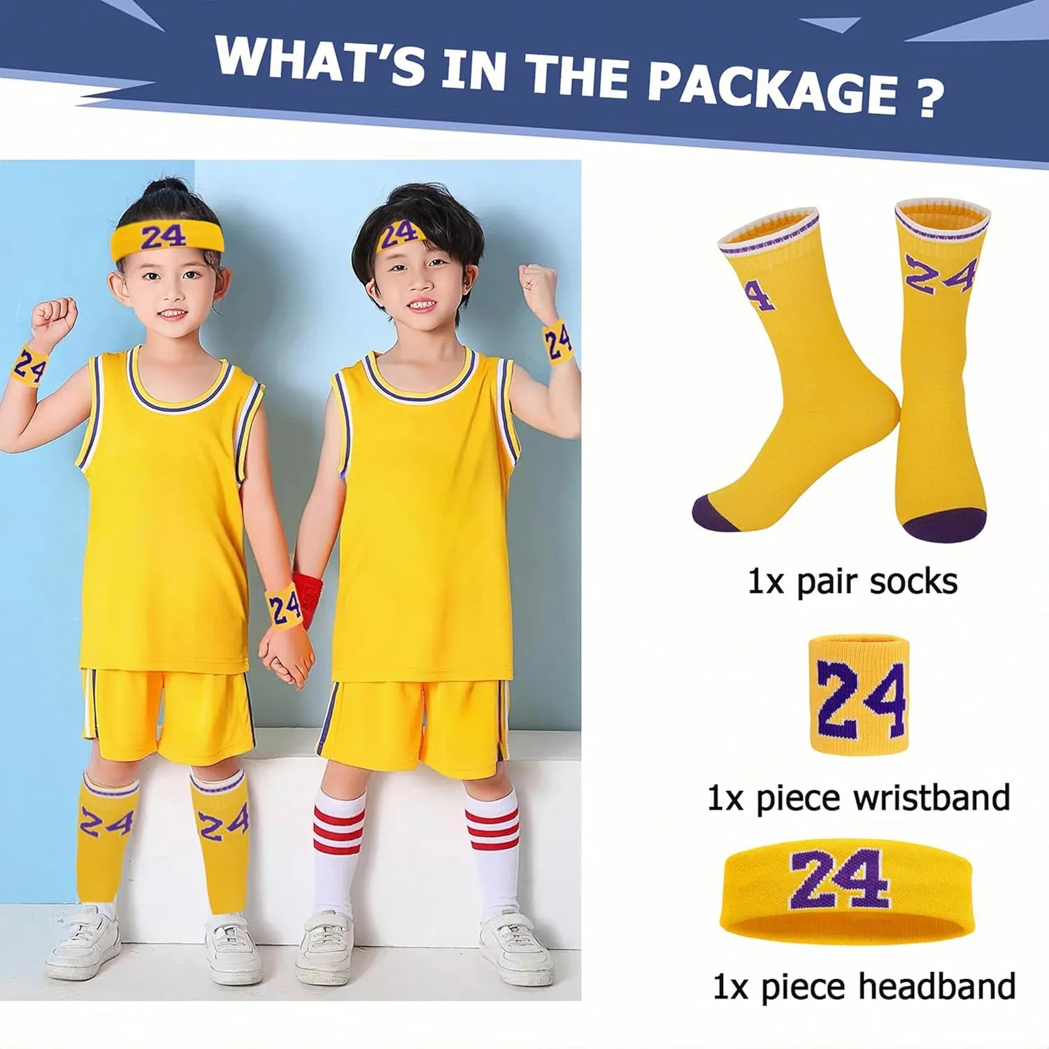 4 Pcs Basketball Accessories Socks for Boys and Girls-Basketball Sweatbands Wristbands Kit-Sport Socks for Kids 6-14