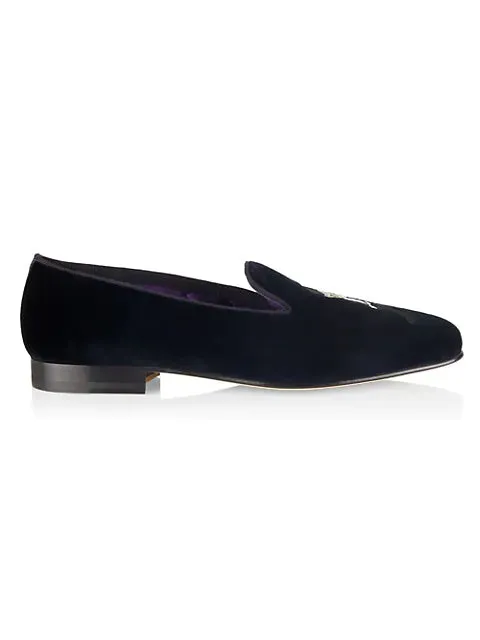$800 RALPH LAUREN PURPLE LABEL - POLO "ALONZO" BEAR Navy Blue Loafers - 10.5