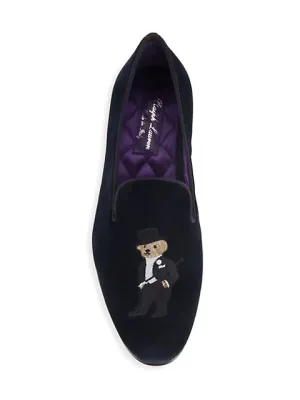 $800 RALPH LAUREN PURPLE LABEL - POLO "ALONZO" BEAR Navy Blue Loafers - 10.5