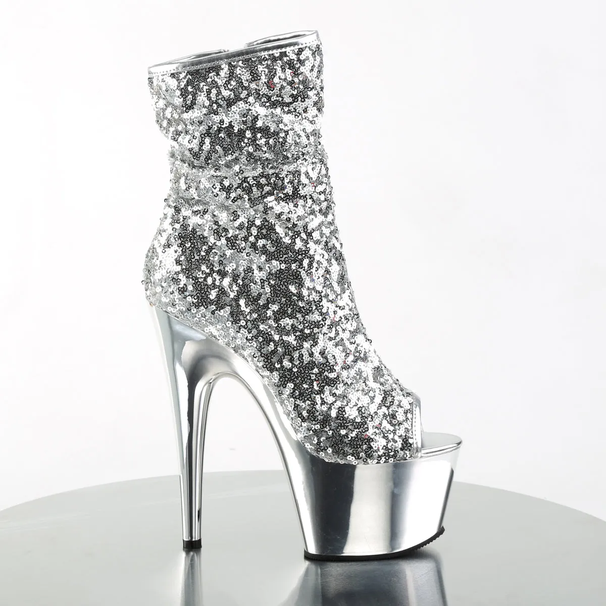 ADORE-1008SQ Pleaser Silver Sequins Sexy Platform Shoes (Pole Dancing Heels)