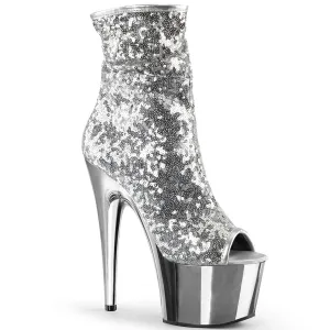 ADORE-1008SQ Pleaser Silver Sequins Sexy Platform Shoes (Pole Dancing Heels)