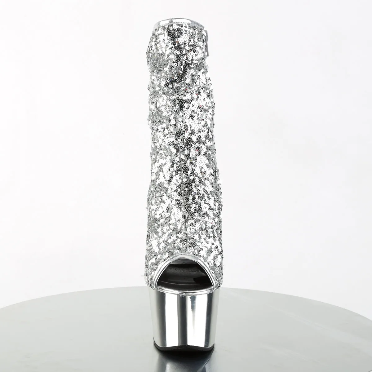 ADORE-1008SQ Pleaser Silver Sequins Sexy Platform Shoes (Pole Dancing Heels)