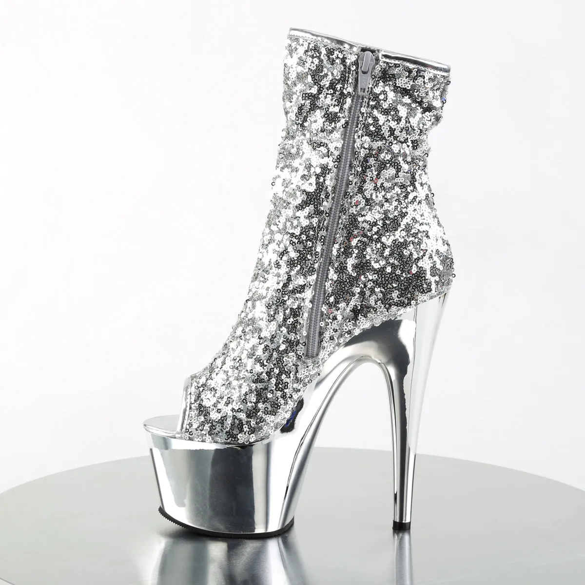 ADORE-1008SQ Pleaser Silver Sequins Sexy Platform Shoes (Pole Dancing Heels)