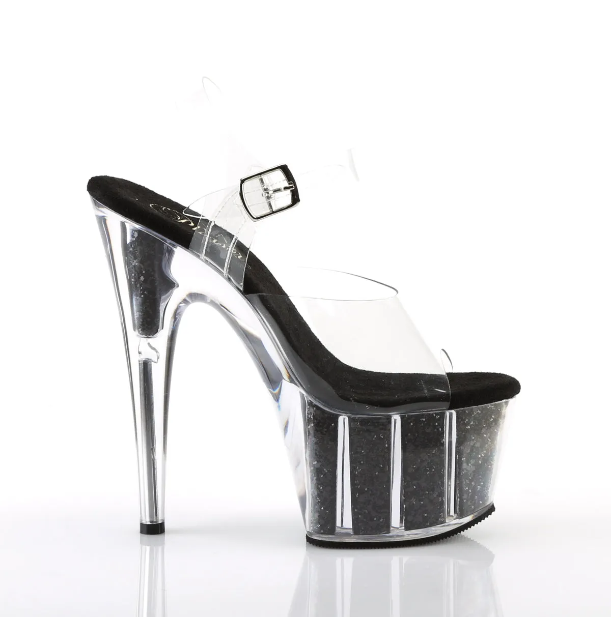 ADORE-708G Pleaser Clear/Black Sexy Platform Shoes (Pole Dancing Heels)