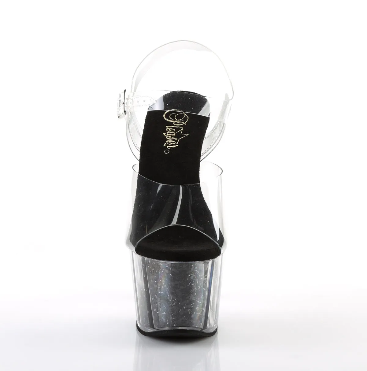 ADORE-708G Pleaser Clear/Black Sexy Platform Shoes (Pole Dancing Heels)