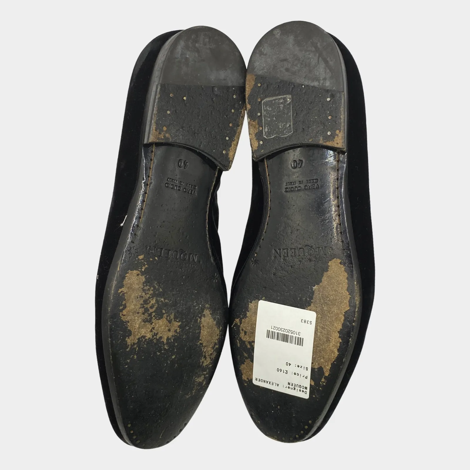 Alexander Mcqueen men's black velvet loafers with gold dragonfly embroidery