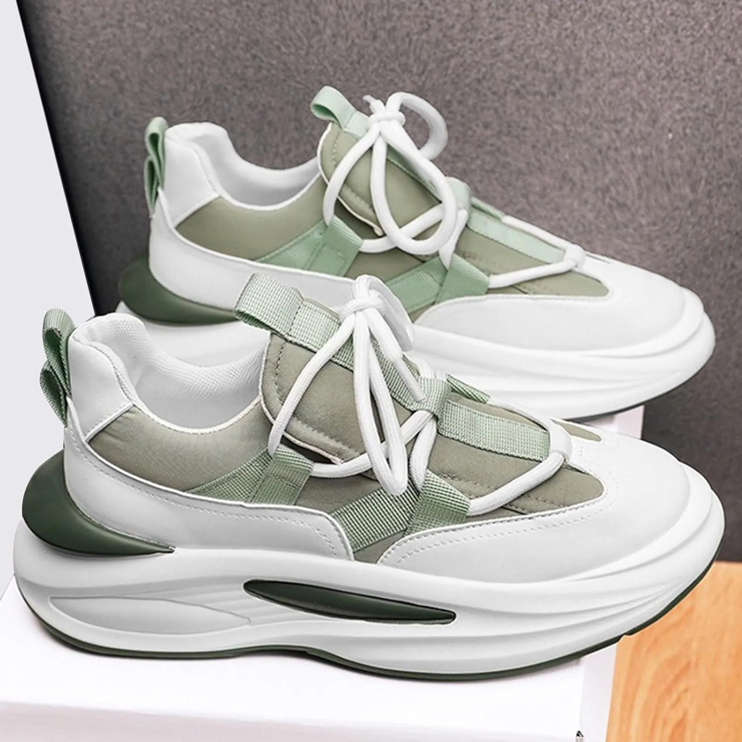 Arch Support Sports Shoes for Men Air Cushion Sole Breathable Shoes Comfortable Lace Up Sneaker Boots for Men High Top