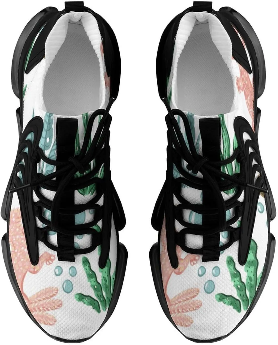 Axolotls Shells Pebbles and Bubbles Walking Shoes for Men Lightweight Tennis Fashion Elastic Sports Shoes Cushion Basketball Shoes