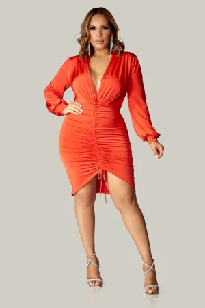 Azalea Ruched Front Long Sleeves Dress