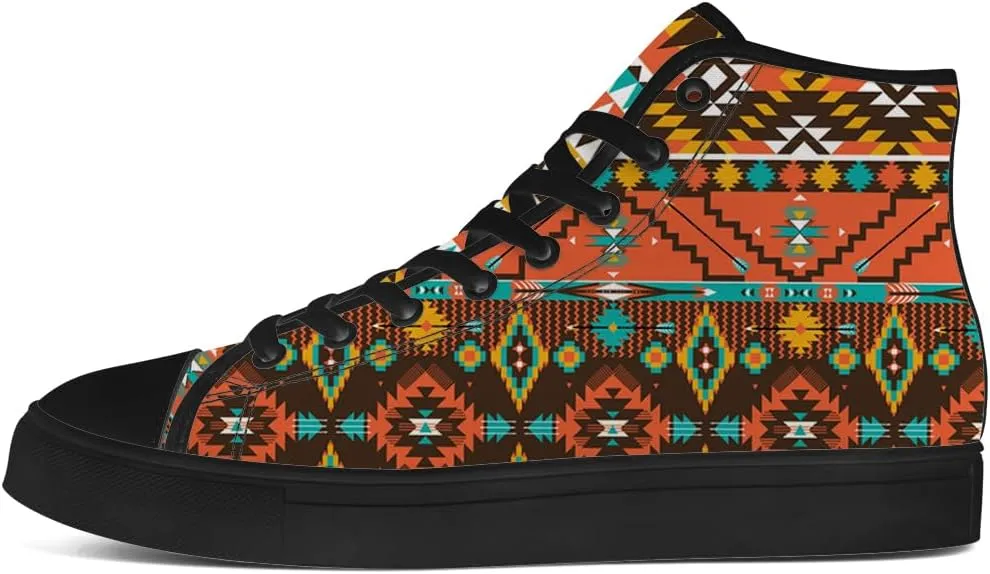 Aztec Shoes for Men Women Native American High Top Canvas Sneakers Lace Up Casual Walking Shoes Gifts for Him Her