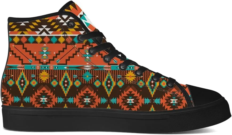 Aztec Shoes for Men Women Native American High Top Canvas Sneakers Lace Up Casual Walking Shoes Gifts for Him Her