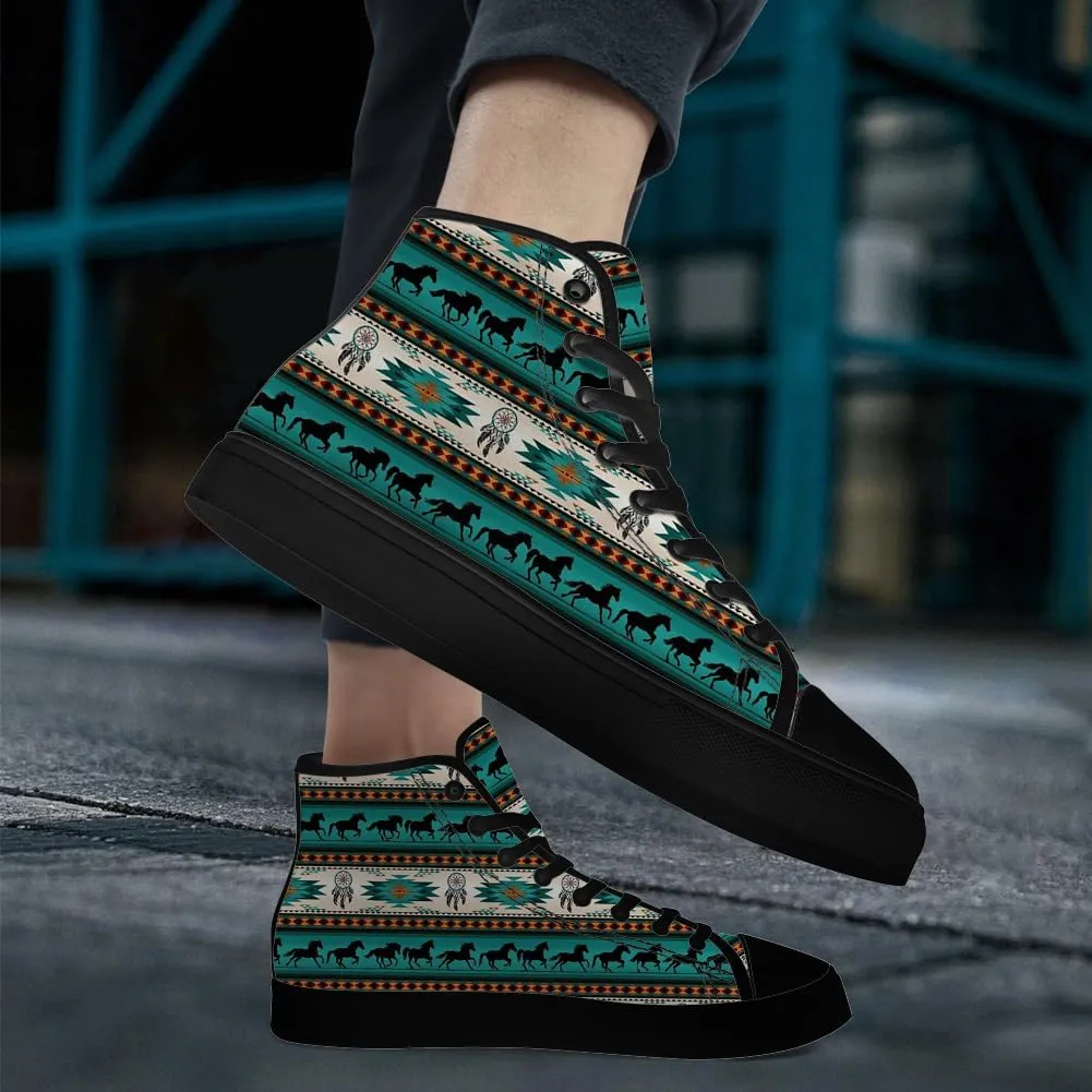 Aztec Shoes for Men Women Native American High Top Canvas Sneakers Lace Up Casual Walking Shoes Gifts for Him Her