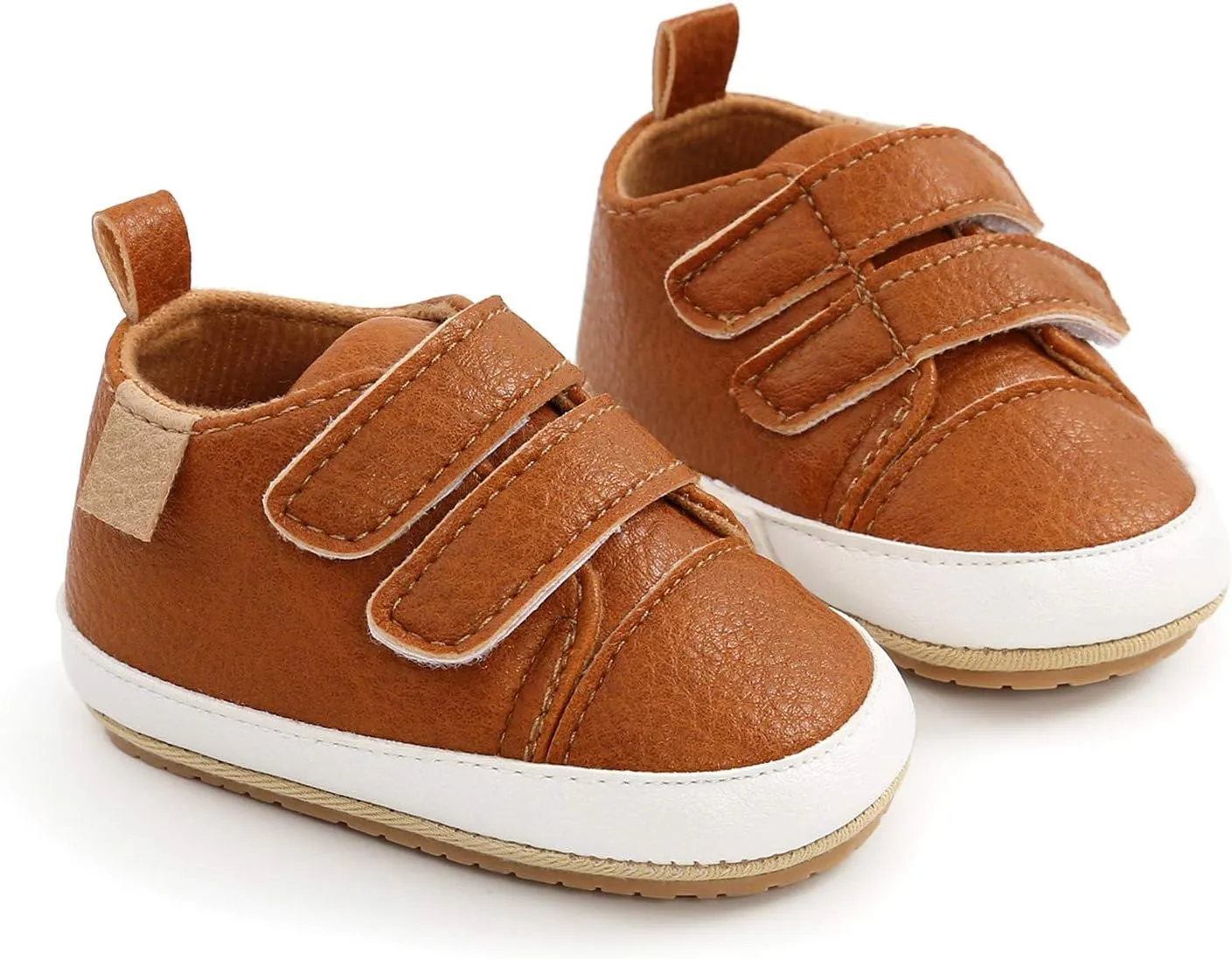 Baby Girls Boys Solid Color Sneakers Soft Shoes Infant Leather Baby Shoes Non-Slip Rubber Sole Walking Shoes