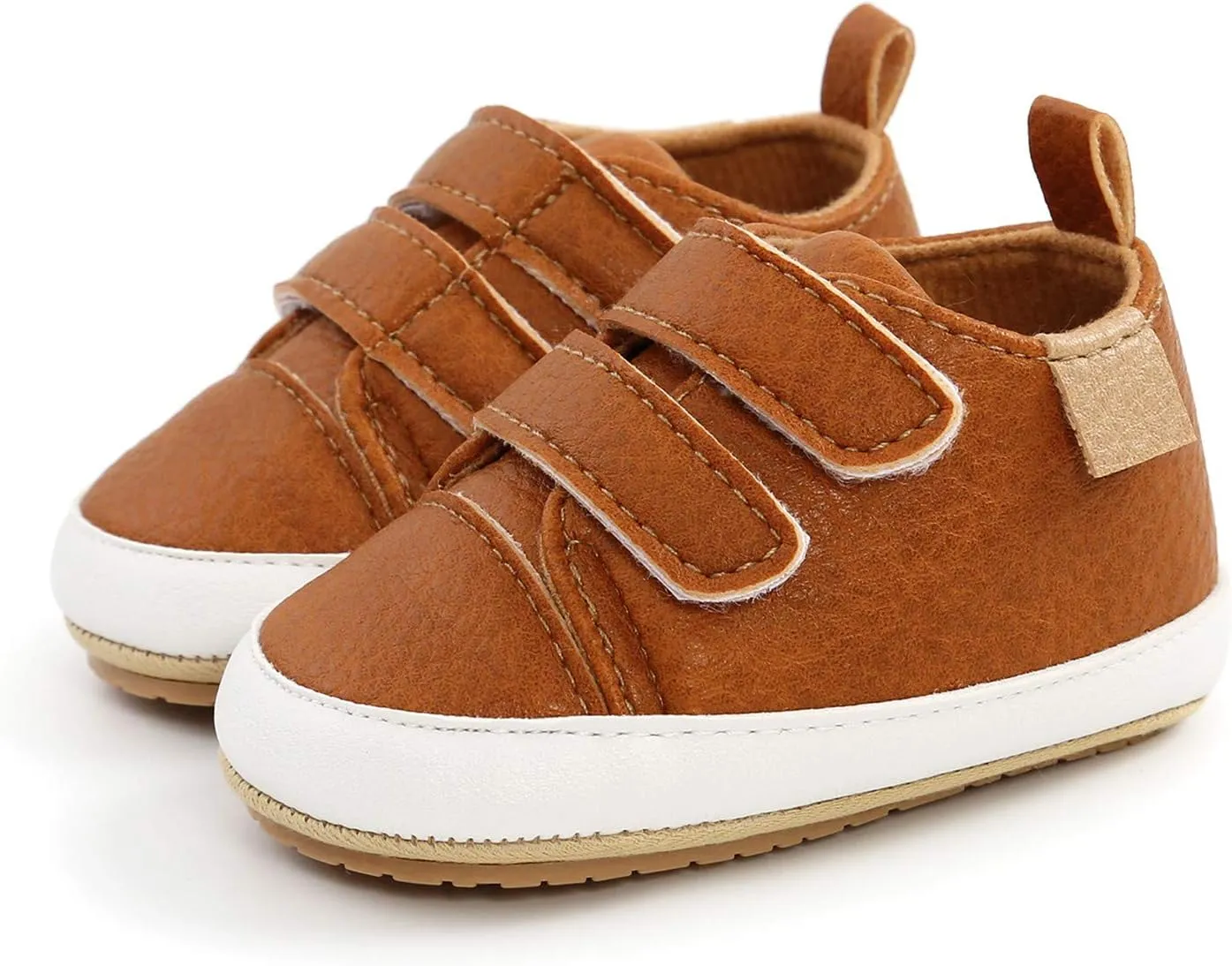 Baby Girls Boys Solid Color Sneakers Soft Shoes Infant Leather Baby Shoes Non-Slip Rubber Sole Walking Shoes