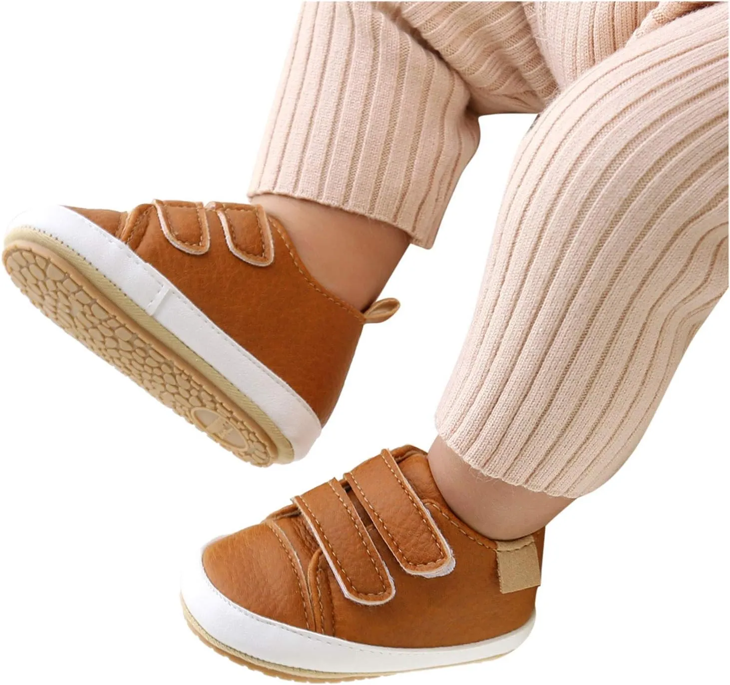 Baby Girls Boys Solid Color Sneakers Soft Shoes Infant Leather Baby Shoes Non-Slip Rubber Sole Walking Shoes