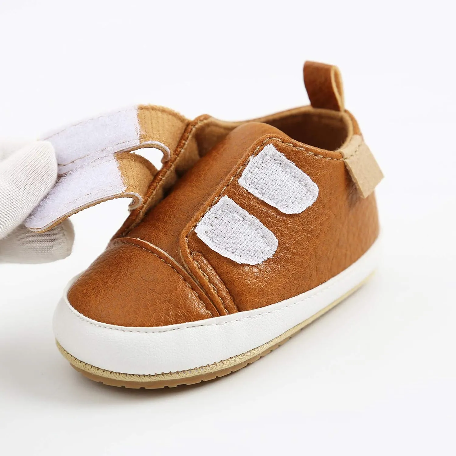 Baby Girls Boys Solid Color Sneakers Soft Shoes Infant Leather Baby Shoes Non-Slip Rubber Sole Walking Shoes