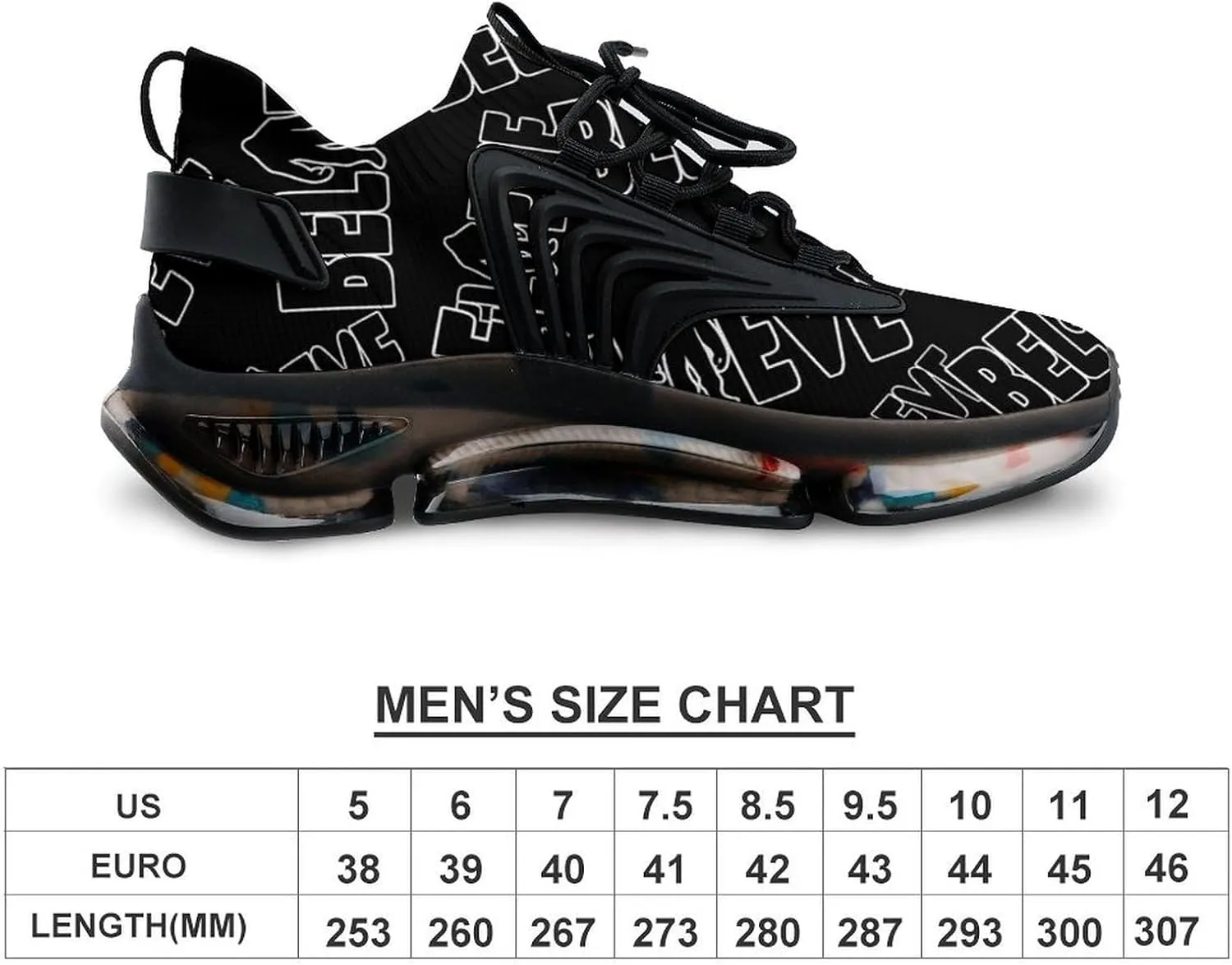 Believe Bigfoot Walking Shoes for Men Lightweight Tennis Fashion Elastic Sports Shoes Cushion Basketball Shoes