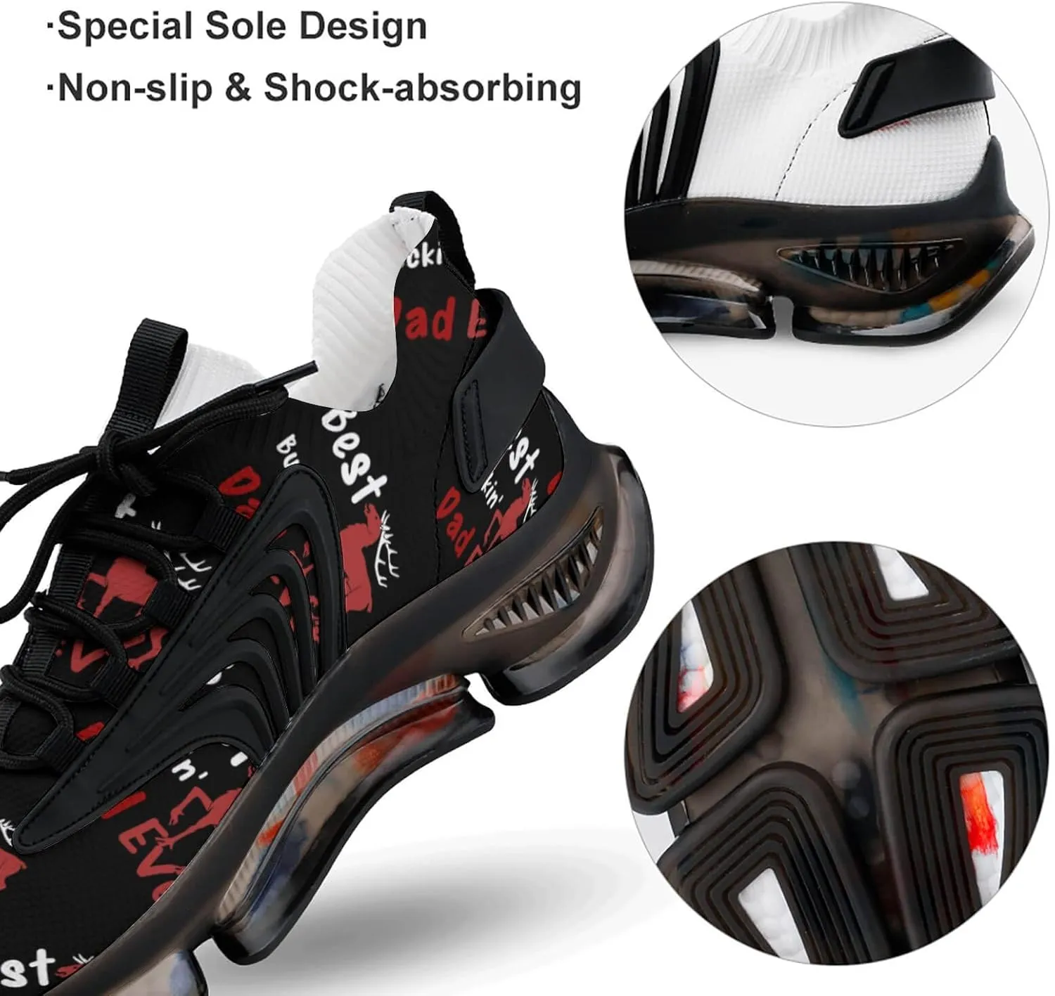 Best Buckin Dad Ever Walking Shoes for Men Lightweight Tennis Fashion Elastic Sports Shoes Cushion Basketball Shoes