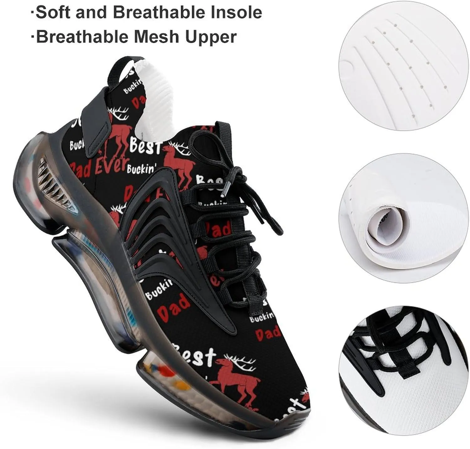 Best Buckin Dad Ever Walking Shoes for Men Lightweight Tennis Fashion Elastic Sports Shoes Cushion Basketball Shoes