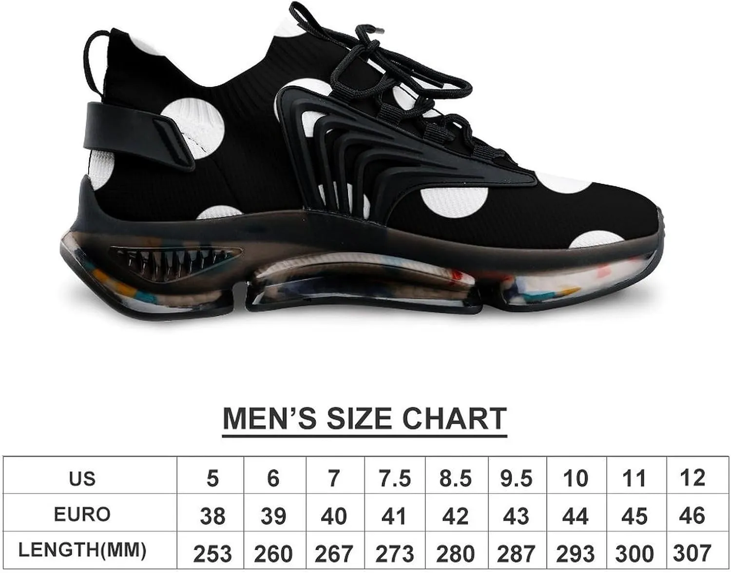 Big Polka Dot Pattern Walking Shoes for Men Lightweight Tennis Fashion Elastic Sports Shoes Cushion Basketball Shoes