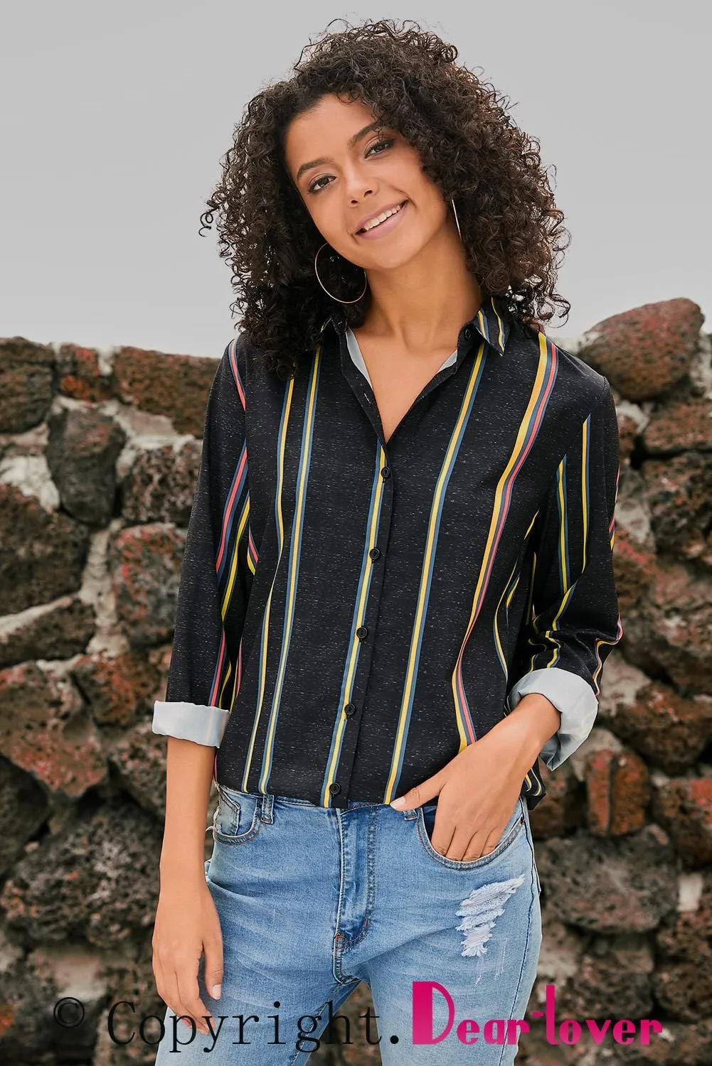 Black & Colorful Stripe Shirt