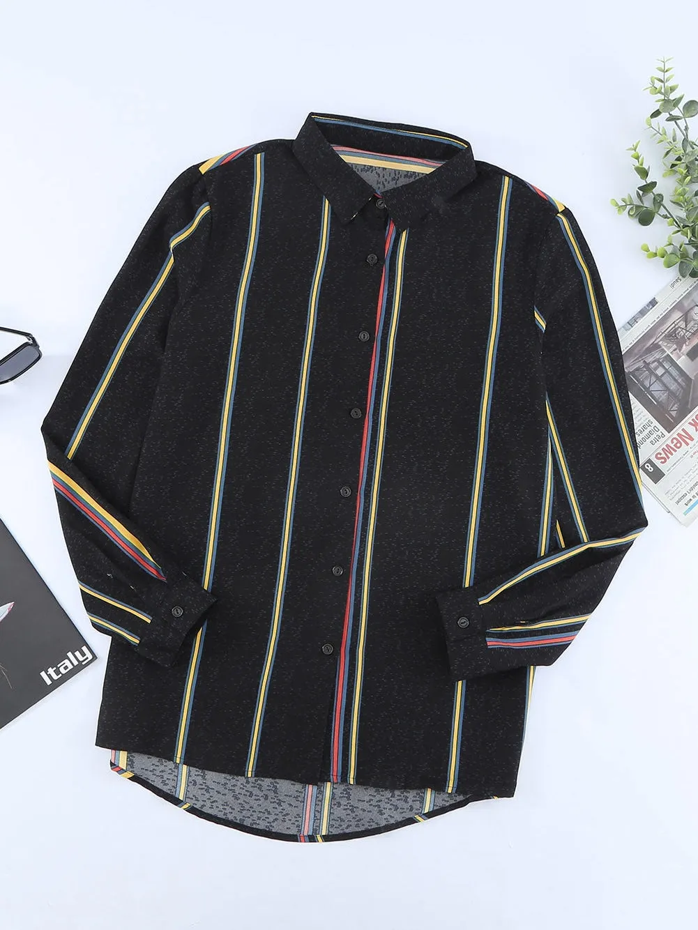 Black & Colorful Stripe Shirt