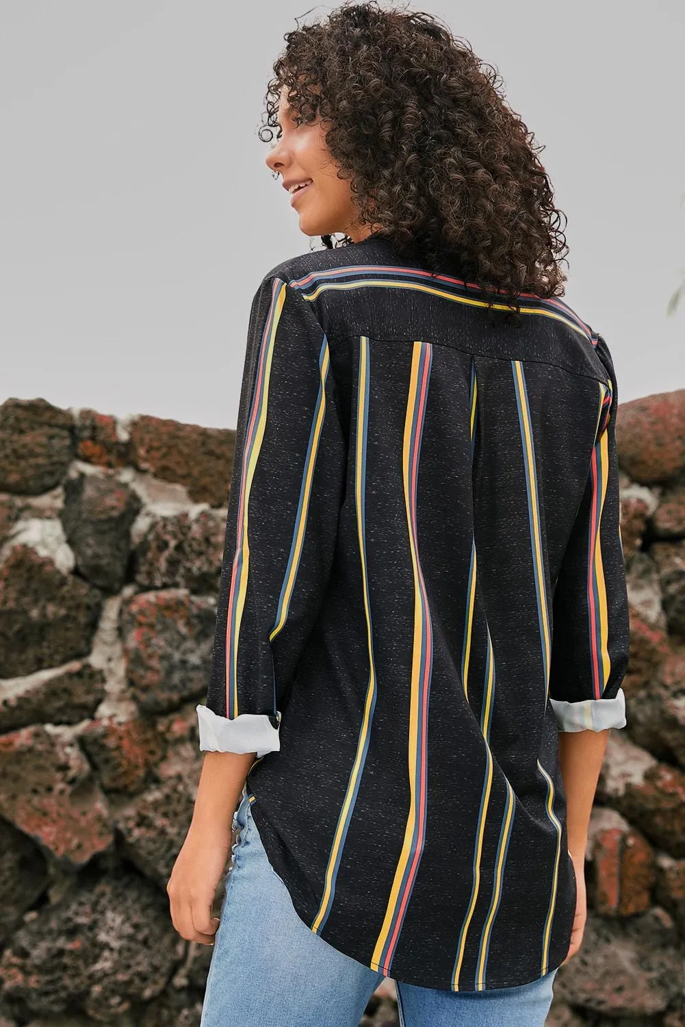 Black & Colorful Stripe Shirt