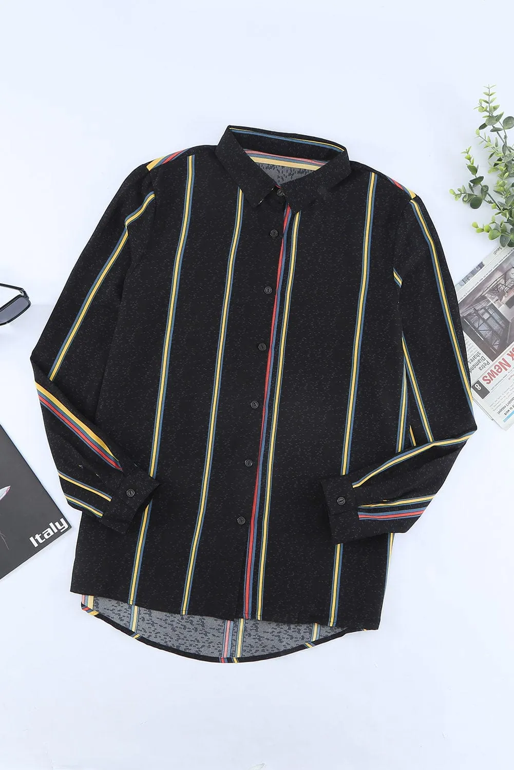 Black & Colorful Stripe Shirt