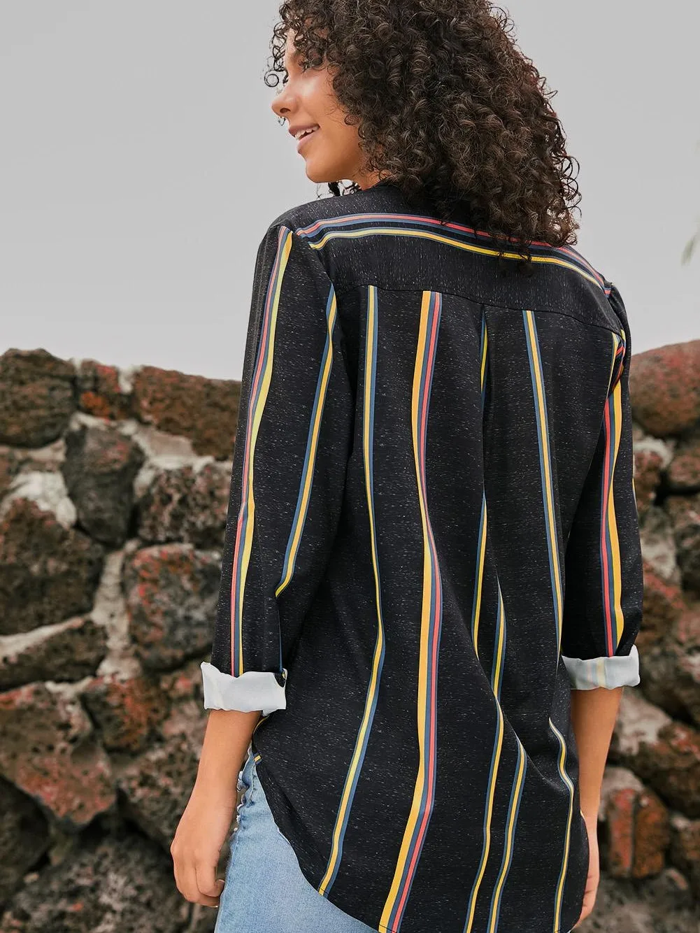 Black & Colorful Stripe Shirt