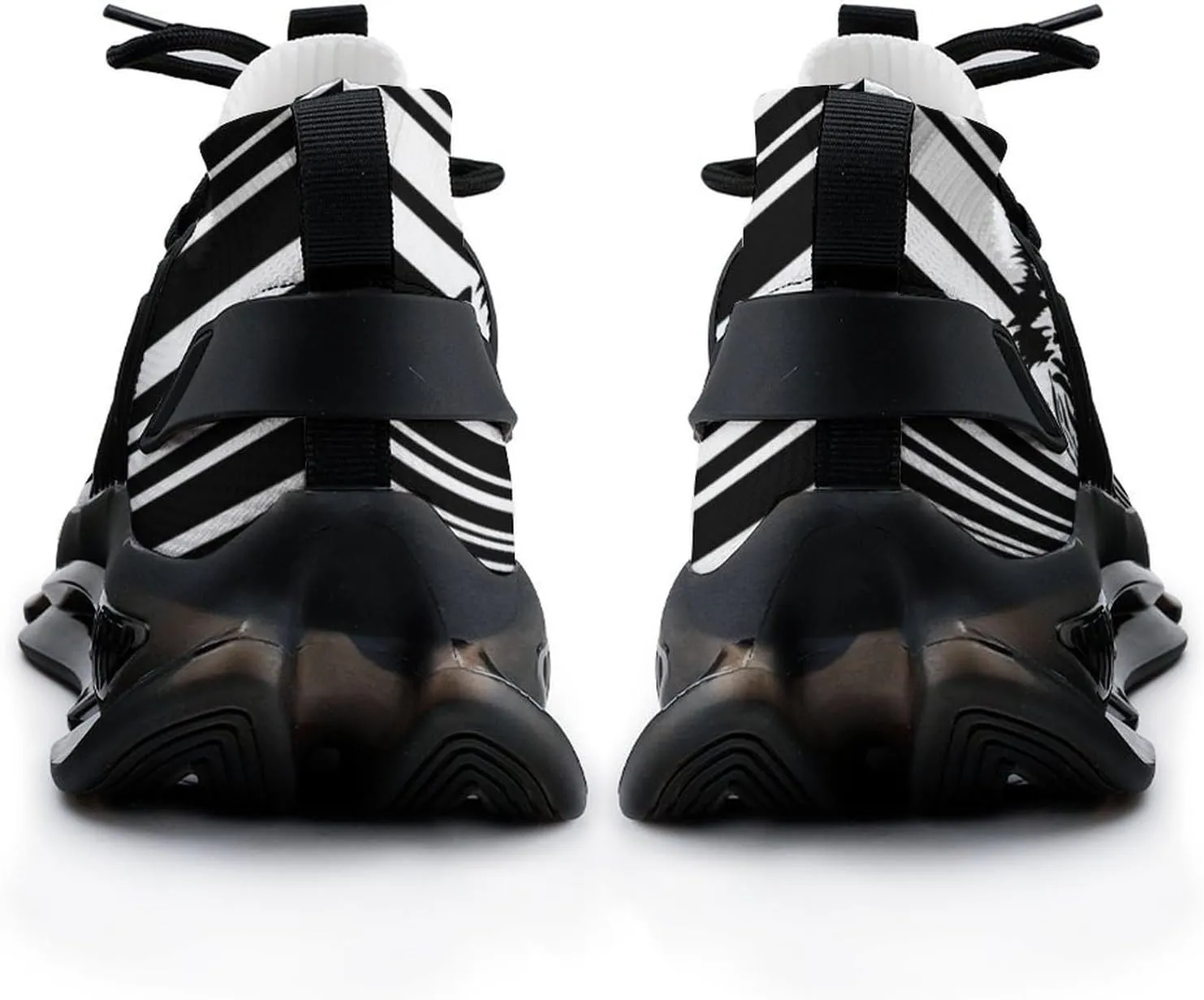 Black and White Zebra Barcode Walking Shoes for Men Lightweight Tennis Fashion Elastic Sports Shoes Cushion Basketball Shoes