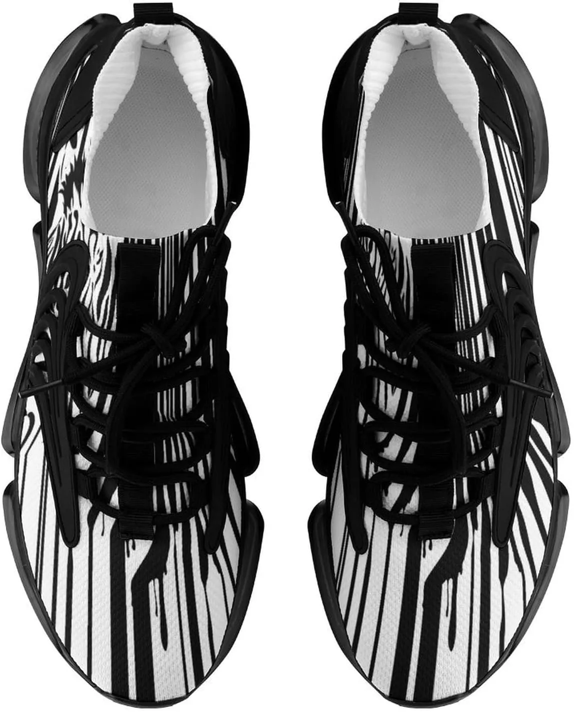 Black and White Zebra Barcode Walking Shoes for Men Lightweight Tennis Fashion Elastic Sports Shoes Cushion Basketball Shoes