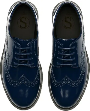 Boys?? Patent Derby Dress Shoes, Wingtip Brogue Lace-Up Wedding Prom Formal Footwear