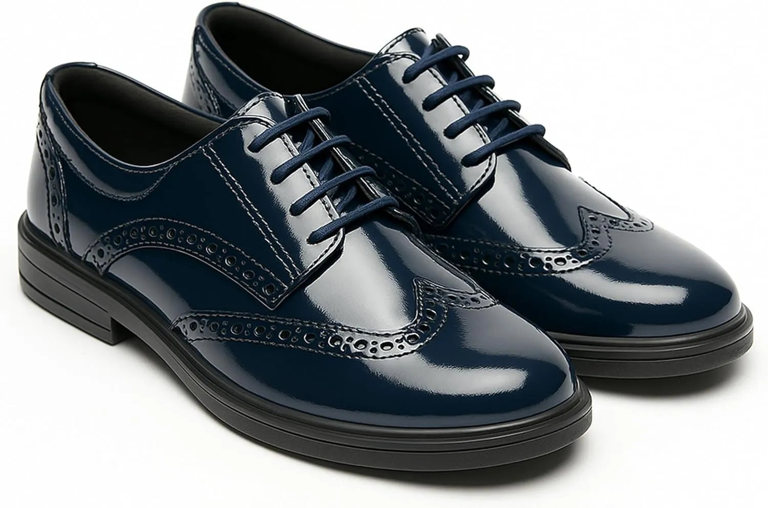 Boys?? Patent Derby Dress Shoes, Wingtip Brogue Lace-Up Wedding Prom Formal Footwear