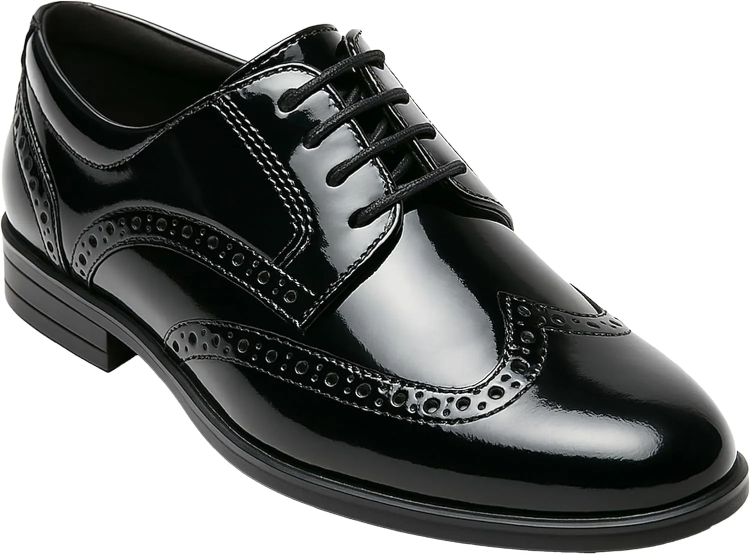 Boys?? Patent Derby Dress Shoes, Wingtip Brogue Lace-Up Wedding Prom Formal Footwear