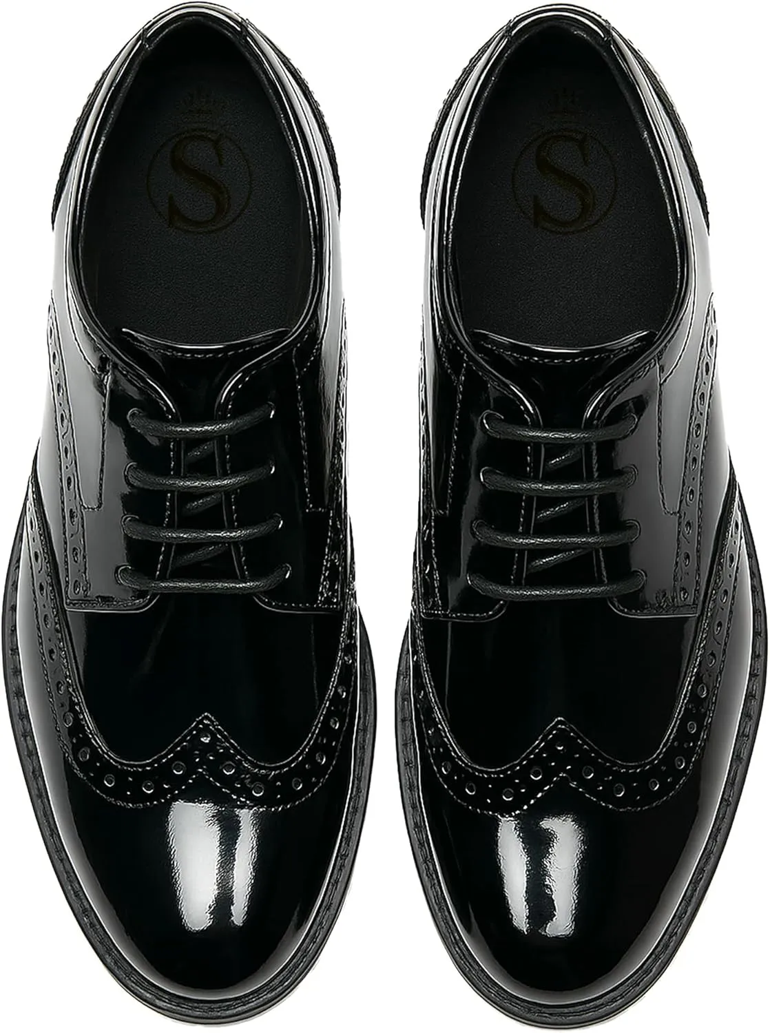 Boys?? Patent Derby Dress Shoes, Wingtip Brogue Lace-Up Wedding Prom Formal Footwear