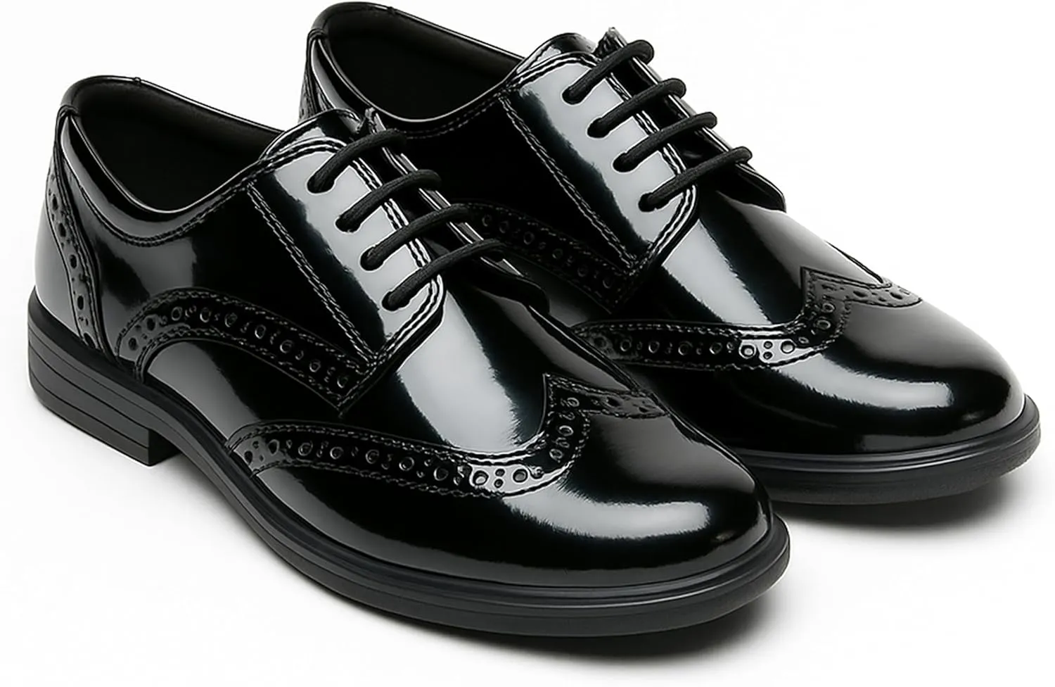 Boys?? Patent Derby Dress Shoes, Wingtip Brogue Lace-Up Wedding Prom Formal Footwear