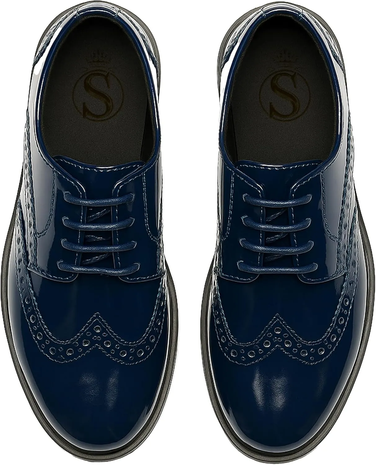 Boys?? Patent Derby Dress Shoes, Wingtip Brogue Lace-Up Wedding Prom Formal Footwear