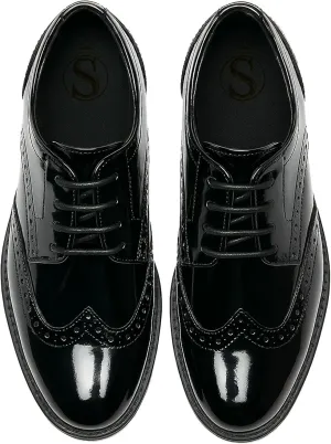 Boys?? Patent Derby Dress Shoes, Wingtip Brogue Lace-Up Wedding Prom Formal Footwear
