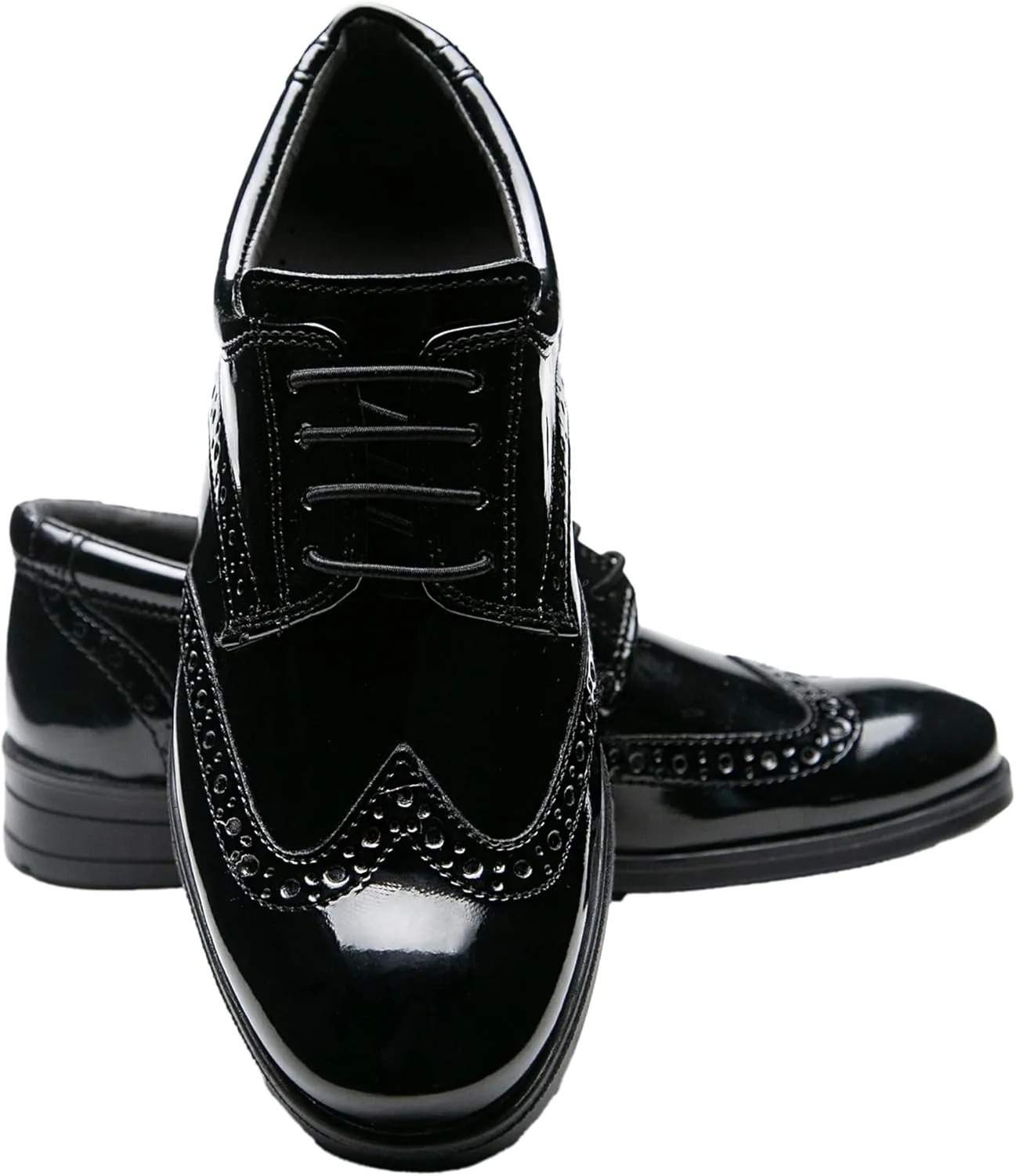 Boys?? Patent Derby Dress Shoes, Wingtip Brogue Lace-Up Wedding Prom Formal Footwear