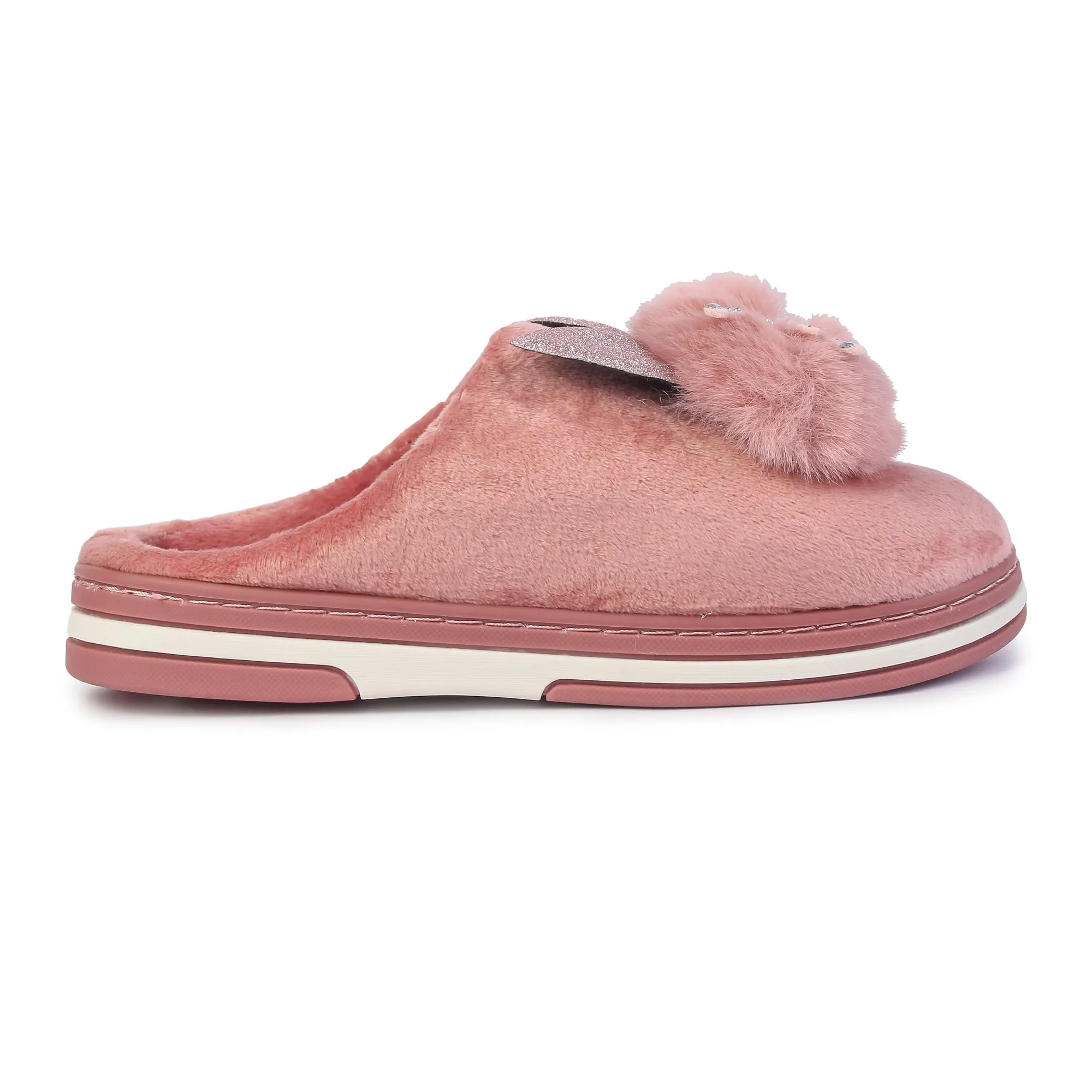 Brauch Women's Pink Glitter Kitty Winter Slippers