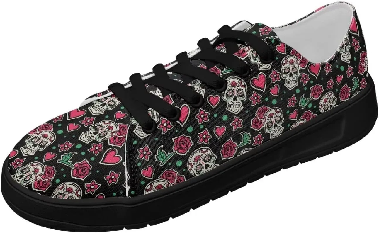 Canvas Shoes Lace-Up Low Top Sneakers Womens Fashion Casual Shoes Walking Comfortable Platform Canvas Sneakers