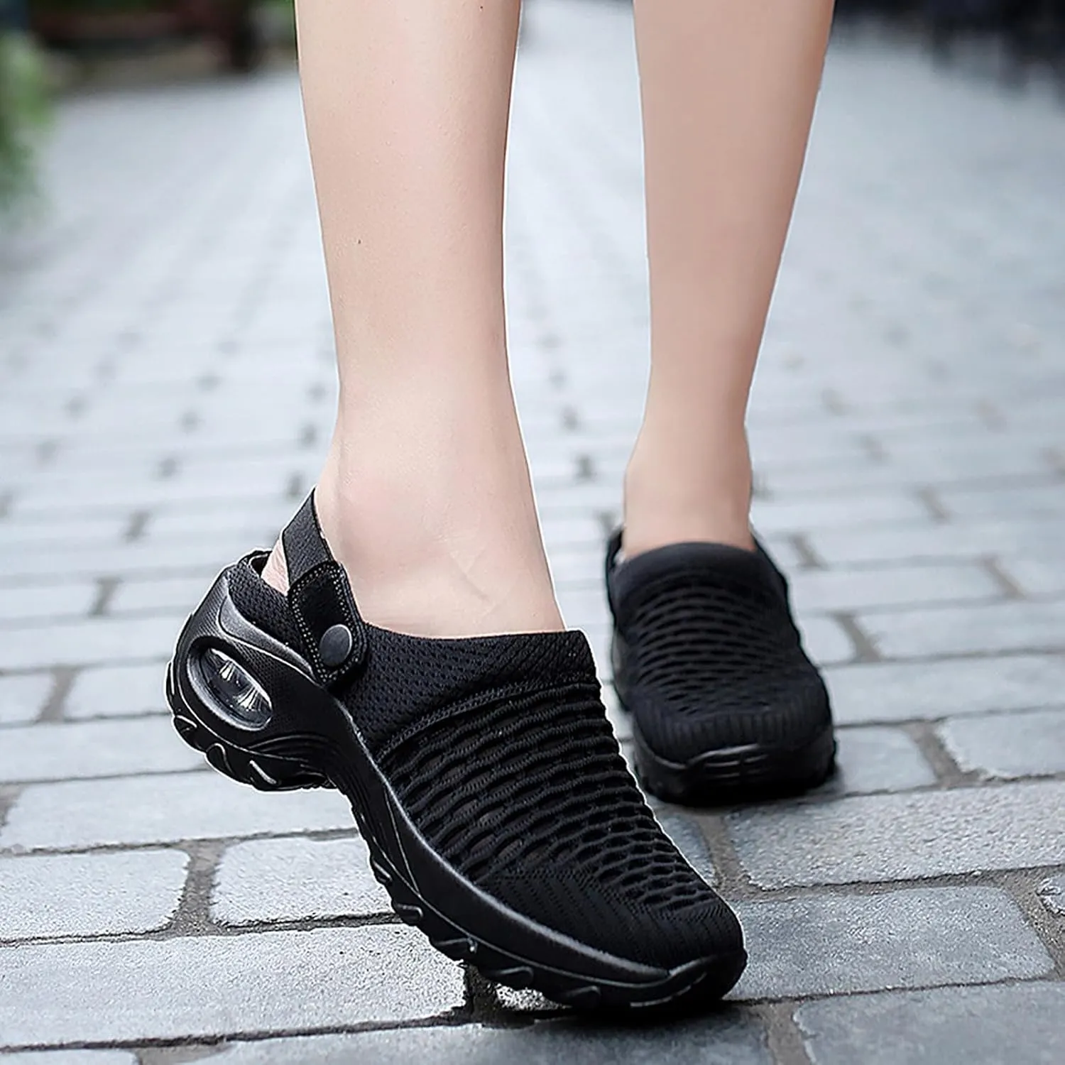 Cathalem Orthopedic Clogs for Women Air Cushion Orthopedic Slip on Shoes Air Cushion Slip-on Diabetic Walking Shoes for Women