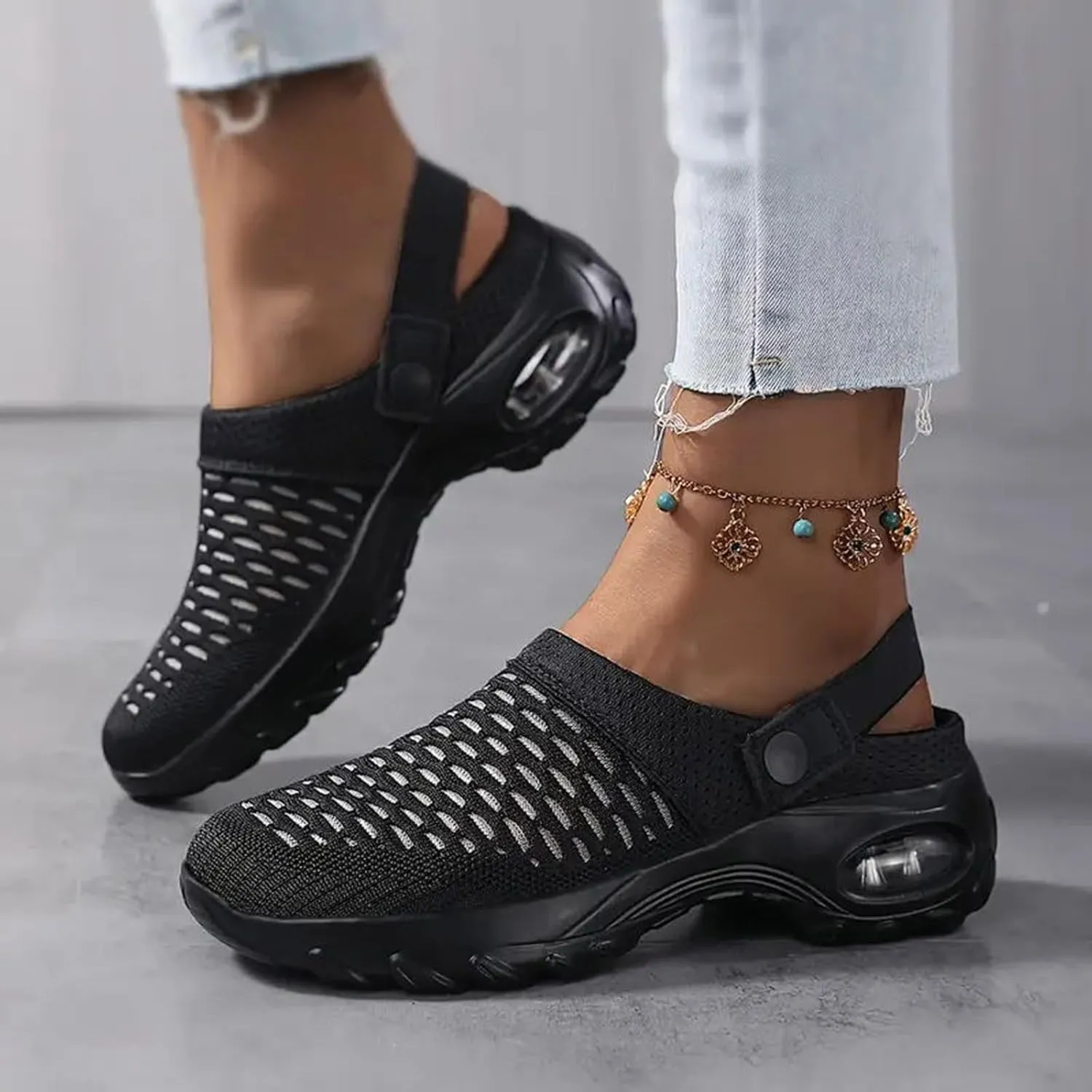 Cathalem Orthopedic Clogs for Women Air Cushion Orthopedic Slip on Shoes Air Cushion Slip-on Diabetic Walking Shoes for Women