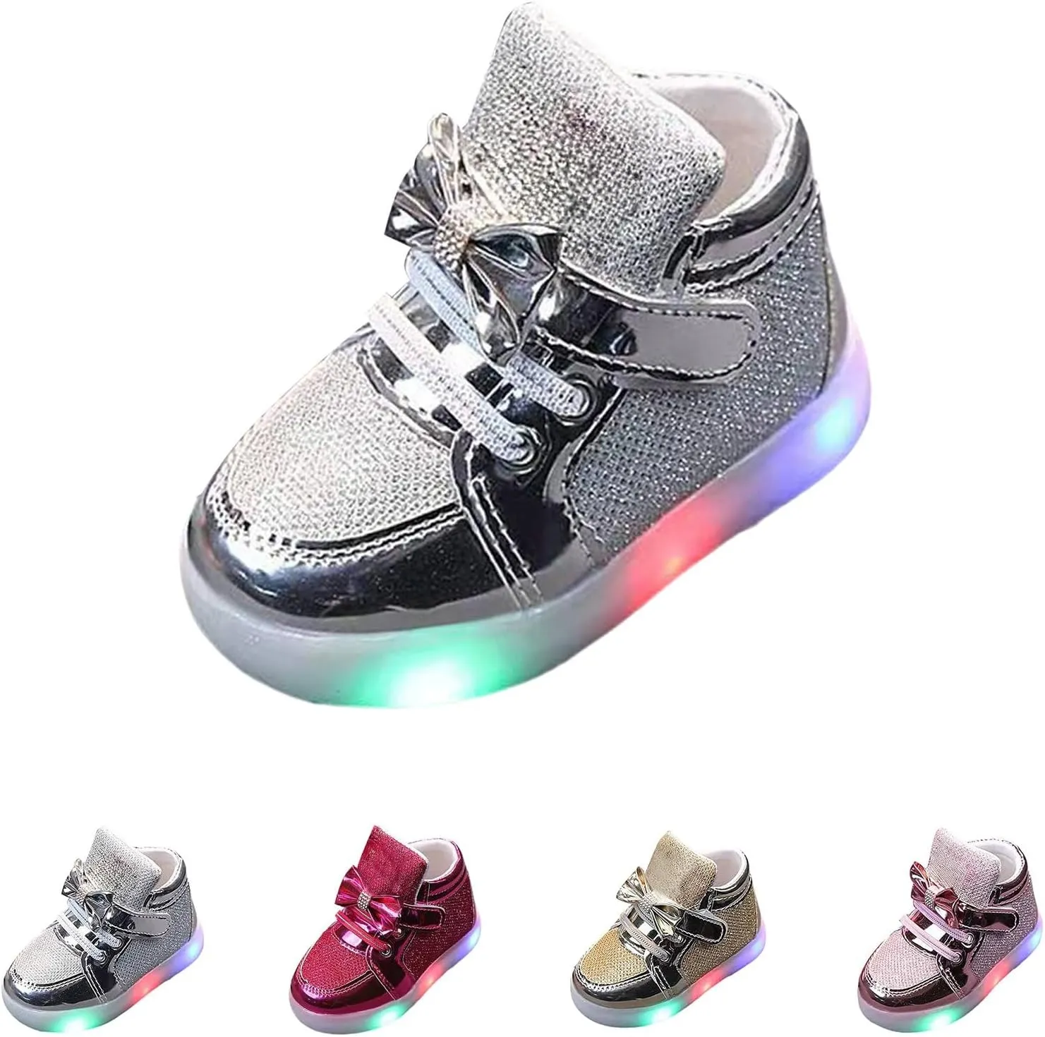 Children Light Up Sport Shoes Breathable Non Slip On Casual Sneaker Girl Slip On Luminous Running Sneakers