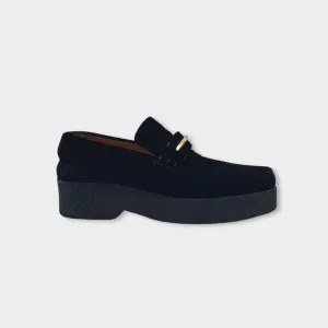 CÉLINE black velvet platform loafers