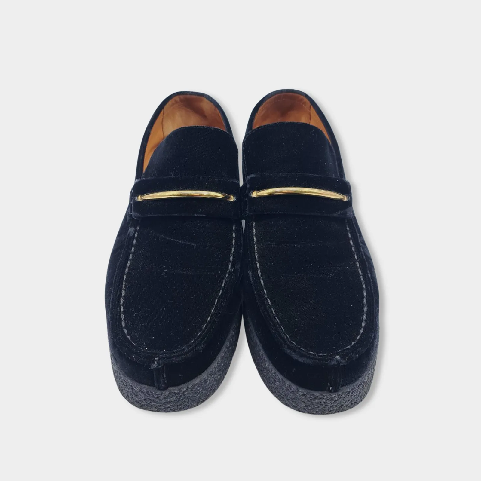 CÉLINE black velvet platform loafers