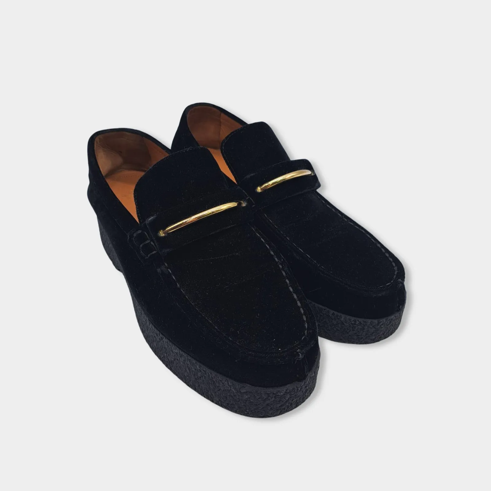 CÉLINE black velvet platform loafers